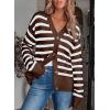imageEVALESS Womens Striped Cardigan Sweaters Long Sleeve V Neck Lightweight Open Front Button Down Knit CardigansBrown Stripe