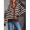 imageEVALESS Womens Striped Cardigan Sweaters Long Sleeve V Neck Lightweight Open Front Button Down Knit CardigansBrown Stripe