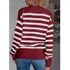 imageEVALESS Womens Striped Cardigan Sweaters Long Sleeve V Neck Lightweight Open Front Button Down Knit CardigansBurgundy Stripe