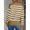 imageEVALESS Womens Striped Cardigan Sweaters Long Sleeve V Neck Lightweight Open Front Button Down Knit CardigansKhaki Stripe