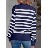 imageEVALESS Womens Striped Cardigan Sweaters Long Sleeve V Neck Lightweight Open Front Button Down Knit CardigansNavy Blue Stripe