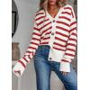 imageEVALESS Womens Striped Cardigan Sweaters Long Sleeve V Neck Lightweight Open Front Button Down Knit CardigansRed Stripe