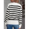 imageEVALESS Womens Striped Cardigan Sweaters Long Sleeve V Neck Lightweight Open Front Button Down Knit CardigansWhite Stripe