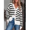 imageEVALESS Womens Striped Cardigan Sweaters Long Sleeve V Neck Lightweight Open Front Button Down Knit CardigansWhite Stripe