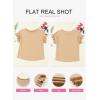imageEVALESS Womens Summer Casual Short Sleeve Tops Ruffle Basic T Shirts Round Neck Solid Knit Loose Fit Tee BlousesBeige