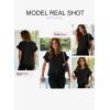 imageEVALESS Womens Summer Casual Short Sleeve Tops Ruffle Basic T Shirts Round Neck Solid Knit Loose Fit Tee BlousesBlack
