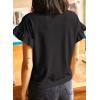 imageEVALESS Womens Summer Casual Short Sleeve Tops Ruffle Basic T Shirts Round Neck Solid Knit Loose Fit Tee BlousesBlack
