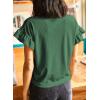 imageEVALESS Womens Summer Casual Short Sleeve Tops Ruffle Basic T Shirts Round Neck Solid Knit Loose Fit Tee BlousesBlackish Green