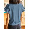 imageEVALESS Womens Summer Casual Short Sleeve Tops Ruffle Basic T Shirts Round Neck Solid Knit Loose Fit Tee BlousesBlue