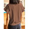 imageEVALESS Womens Summer Casual Short Sleeve Tops Ruffle Basic T Shirts Round Neck Solid Knit Loose Fit Tee BlousesCoffee