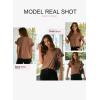 imageEVALESS Womens Summer Casual Short Sleeve Tops Ruffle Basic T Shirts Round Neck Solid Knit Loose Fit Tee BlousesCoffee