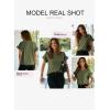 imageEVALESS Womens Summer Casual Short Sleeve Tops Ruffle Basic T Shirts Round Neck Solid Knit Loose Fit Tee BlousesJungle Green