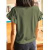 imageEVALESS Womens Summer Casual Short Sleeve Tops Ruffle Basic T Shirts Round Neck Solid Knit Loose Fit Tee BlousesJungle Green
