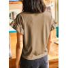 imageEVALESS Womens Summer Casual Short Sleeve Tops Ruffle Basic T Shirts Round Neck Solid Knit Loose Fit Tee BlousesLight Brown