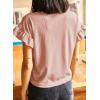 imageEVALESS Womens Summer Casual Short Sleeve Tops Ruffle Basic T Shirts Round Neck Solid Knit Loose Fit Tee BlousesPink