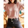 imageEVALESS Womens Summer Casual Short Sleeve Tops Ruffle Basic T Shirts Round Neck Solid Knit Loose Fit Tee BlousesPink