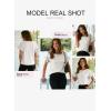 imageEVALESS Womens Summer Casual Short Sleeve Tops Ruffle Basic T Shirts Round Neck Solid Knit Loose Fit Tee BlousesWhite