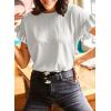 imageEVALESS Womens Summer Casual Short Sleeve Tops Ruffle Basic T Shirts Round Neck Solid Knit Loose Fit Tee BlousesWhite