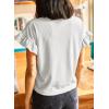 imageEVALESS Womens Summer Casual Short Sleeve Tops Ruffle Basic T Shirts Round Neck Solid Knit Loose Fit Tee BlousesWhite