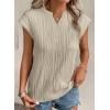 imageEVALESS Womens Summer Short Sleeve Textured Tops Trendy V Neck Cap Sleeve Solid Loose Dressy Casual Basic T Shirts BlousesApricot