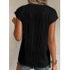 imageEVALESS Womens Summer Short Sleeve Textured Tops Trendy V Neck Cap Sleeve Solid Loose Dressy Casual Basic T Shirts BlousesBlack