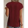 imageEVALESS Womens Summer Short Sleeve Textured Tops Trendy V Neck Cap Sleeve Solid Loose Dressy Casual Basic T Shirts BlousesBurgundy