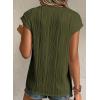 imageEVALESS Womens Summer Short Sleeve Textured Tops Trendy V Neck Cap Sleeve Solid Loose Dressy Casual Basic T Shirts BlousesJungle Green