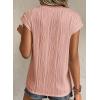 imageEVALESS Womens Summer Short Sleeve Textured Tops Trendy V Neck Cap Sleeve Solid Loose Dressy Casual Basic T Shirts BlousesPink