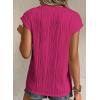 imageEVALESS Womens Summer Short Sleeve Textured Tops Trendy V Neck Cap Sleeve Solid Loose Dressy Casual Basic T Shirts BlousesRose Red