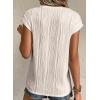 imageEVALESS Womens Summer Short Sleeve Textured Tops Trendy V Neck Cap Sleeve Solid Loose Dressy Casual Basic T Shirts BlousesWhite