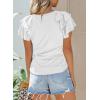imageEVALESS Womens Summer Tops Crewneck Ruffle Short Sleeve Solid Slim Fit Casual Blouses ShirtsWhite
