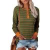 imageEVALESS Long Sleeve Tops for Women Trendy Striped Button Up Tunic Shirts Loose Fit Sexy Henley Tee BlousesB Stripes