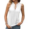 imageEVALESS Sleeveless Shirts for Womens Fashion 2025 Basic Tank Tops Pleated Drape Dressy Tops Summer Clothes Teacher OutfitsWhite