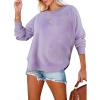 imageEVALESS Sweatshirt for Women Crewneck Long Sleeve Side Split Tops Casual Solid Color Loose Pullover Shirts 2025 ClothesB Purple