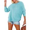 imageEVALESS Sweatshirt for Women Crewneck Long Sleeve Side Split Tops Casual Solid Color Loose Pullover Shirts 2025 ClothesB Sky Blue