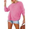 imageEVALESS Sweatshirt for Women Crewneck Long Sleeve Side Split Tops Casual Solid Color Loose Pullover Shirts 2025 ClothesD Rose