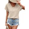 imageEVALESS Womens Cap Short Sleeve Textured Tops Summer Dressy Casual V Neck Solid Loose Basic T Shirts Tee BlousesA Pale Khaki