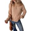 imageEVALESS Womens Fall Tops Cute Lantern Sleeve Shirts Basic Crewneck Blouses for Women Dressy Casual Outfits Trendy 2024Khaki
