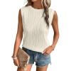 imageEVALESS Womens Spring Summer Tank Tops Wavy Textured Office Work Business Dressy Casual Crewneck Sleeveless Top Shirts for Ladies Beige Large