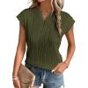imageEVALESS Womens Summer Short Sleeve Textured Tops Trendy V Neck Cap Sleeve Solid Loose Dressy Casual Basic T Shirts BlousesJungle Green