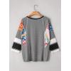 imageEVALESS 34 Length Sleeve Womens Tops Dressy Casual 2025 Fall Crew Neck Oversized Striped Patchwork Shirts BlouseBlack