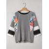 imageEVALESS 34 Length Sleeve Womens Tops Dressy Casual 2025 Fall Crew Neck Oversized Striped Patchwork Shirts BlouseBlack