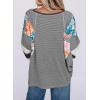 imageEVALESS 34 Length Sleeve Womens Tops Dressy Casual 2025 Fall Crew Neck Oversized Striped Patchwork Shirts BlouseBlack