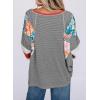 imageEVALESS 34 Length Sleeve Womens Tops Dressy Casual 2025 Fall Crew Neck Oversized Striped Patchwork Shirts BlouseBlack Stripe