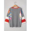 imageEVALESS 34 Length Sleeve Womens Tops Dressy Casual 2025 Fall Crew Neck Oversized Striped Patchwork Shirts BlouseBlack Stripe