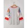 imageEVALESS 34 Length Sleeve Womens Tops Dressy Casual 2025 Fall Crew Neck Oversized Striped Patchwork Shirts BlouseGray Stripe