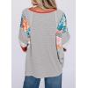 imageEVALESS 34 Length Sleeve Womens Tops Dressy Casual 2025 Fall Crew Neck Oversized Striped Patchwork Shirts BlouseGray Stripe
