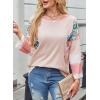 imageEVALESS 34 Length Sleeve Womens Tops Dressy Casual 2025 Fall Crew Neck Oversized Striped Patchwork Shirts BlousePink