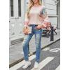 imageEVALESS 34 Length Sleeve Womens Tops Dressy Casual 2025 Fall Crew Neck Oversized Striped Patchwork Shirts BlousePink