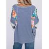 imageEVALESS 34 Length Sleeve Womens Tops Dressy Casual 2025 Fall Crew Neck Oversized Striped Patchwork Shirts BlouseSky Blue